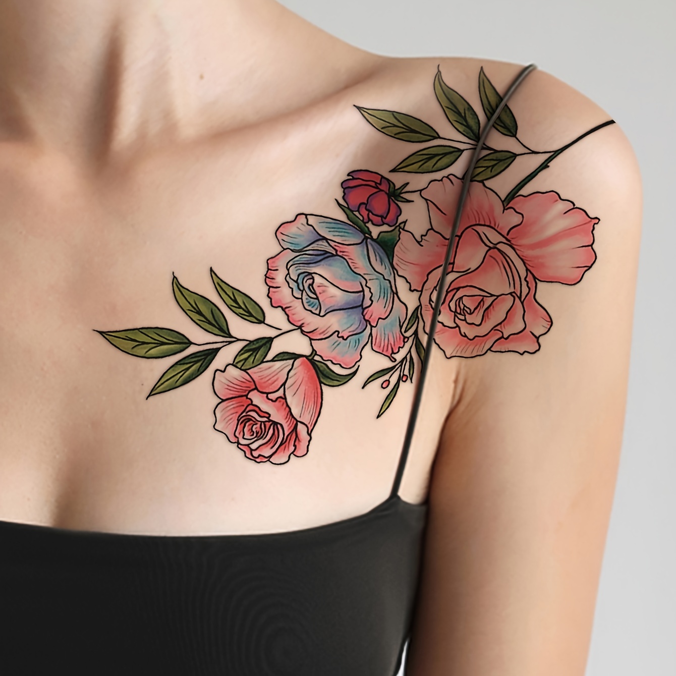 girl rose arm tattoos