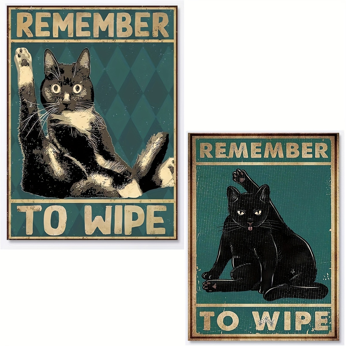 Black Cat Vintage Posters Art Wall Prints Funny Bathroom - Temu