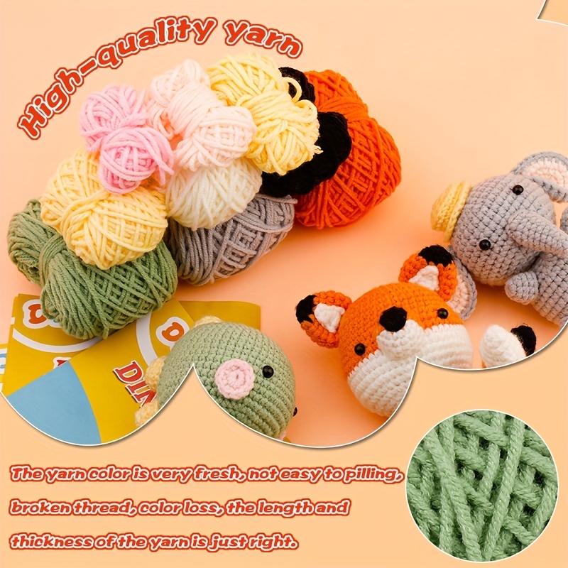 Elephant Hedgehog Fox Crochet Kit, Size: Elephant + Hedgehog + Fox