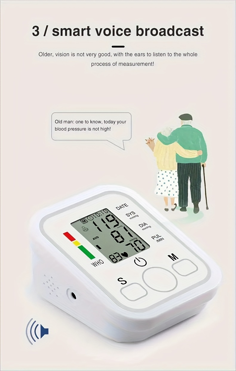 Home Automatic Arm Blood Pressure Monitor With Voice - Temu