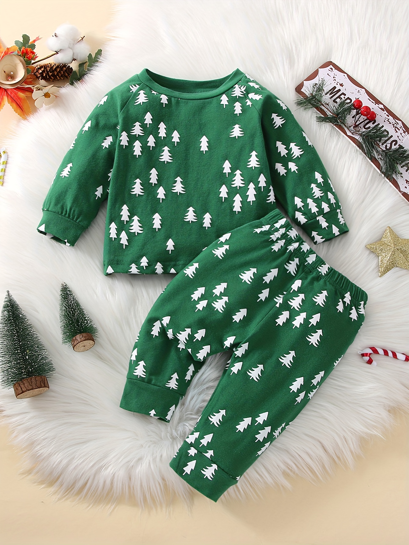 Trajes de Navidad recién nacido bebé niño niña manga larga pelele tops  traje de Navidad babero pantalones 3 piezas ropa Set, 3-6 meses