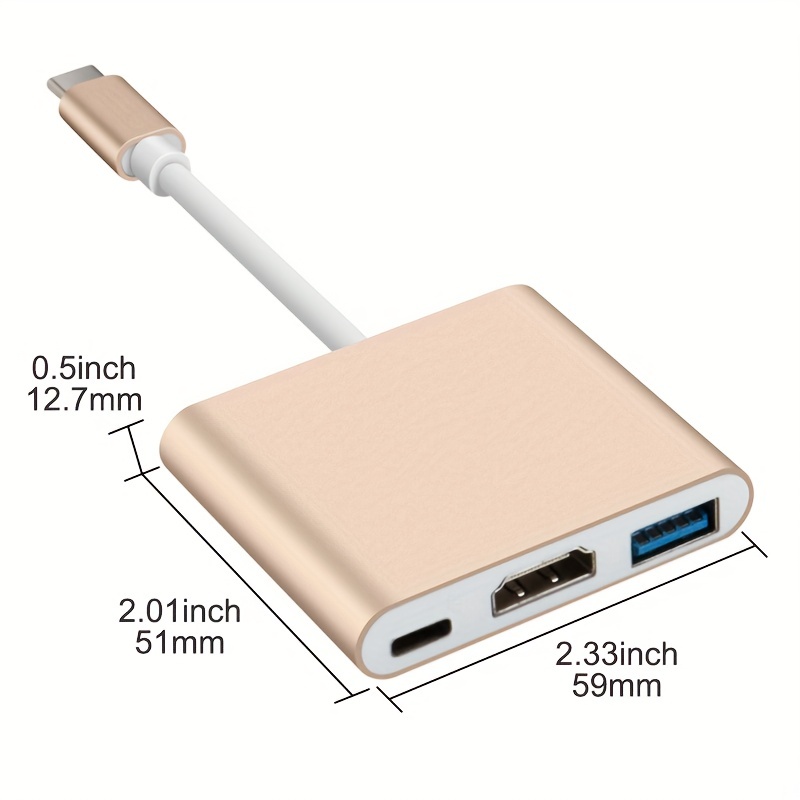 Type C USB 3.1 to USB-C 4K HDMI USB 3.0 Adapter Cable 3 in 1 Hub For  Macbook Pro
