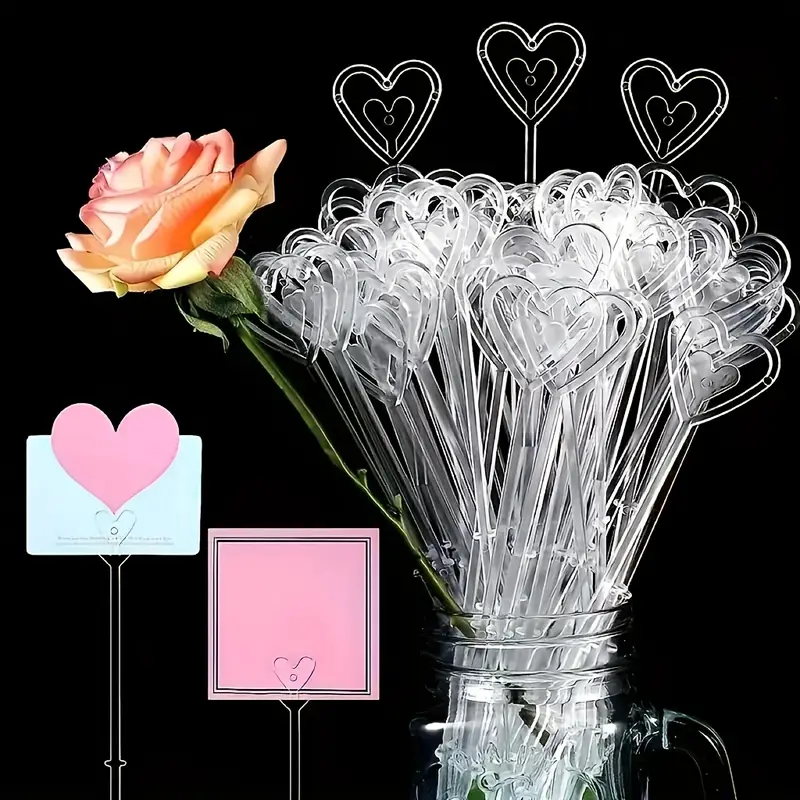 Heart shaped Plastic Flower Card Holders Perfect For Bouquet - Temu