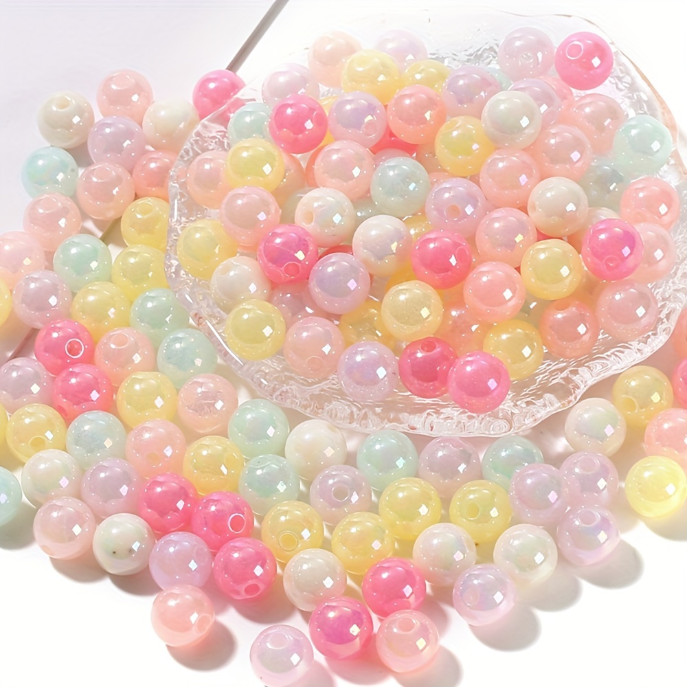 

100/50pcs 8/10mm Candy Glossy Ab Color Acrylic Loose Spacer Beads For Jewelry Making Diy Fashion Necklace Bracelet Phone Chains Clothing Decors Handicrafts Supplies