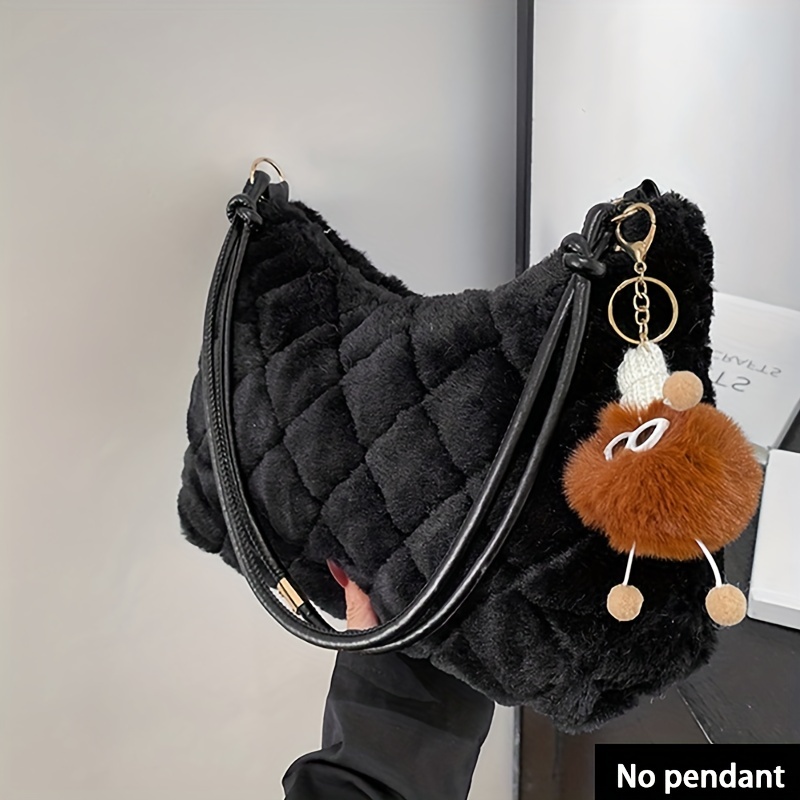 Women's Fluffy Faux Fur Hobo Handbag