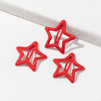 3pcs Metal Snap Hair Clips Red Star Barrettes Y2K Hair Accessories For Women Girls