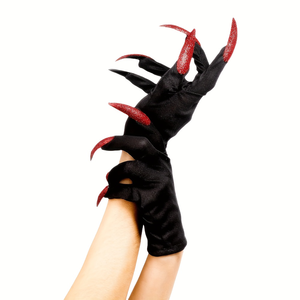 Gloves With Claws Red and Black for Halloween Costume or 