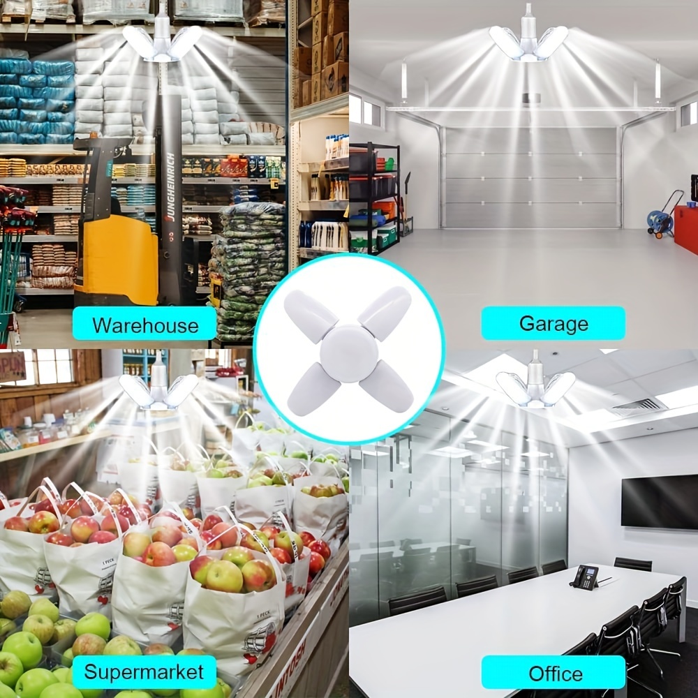 1pc mini led garage light e26 28w deformable led garage ceiling lights 8000lm daylight lamps with 4 1 adjustable panels deformable led shop lights for garage warehouse indoor living room basement barn lighting details 5