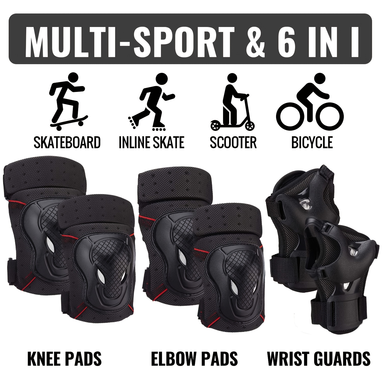 6 in 1 Protective Gear Set Skateboarding Cycling Knee Pads - Temu