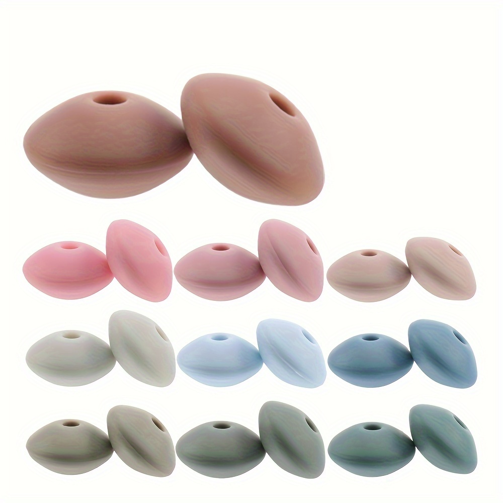 

100pcs Morandi Color Silicone Lentil Loose Beads For Jewelry Making Diy Anti Drop Chain Accessories Beads 12*7mm