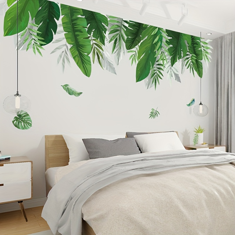 1 シート 植物ウォールステッカー 北欧寝室リビングルーム背景装飾ウォールステッカー グリーンウォールアート - Temu Japan