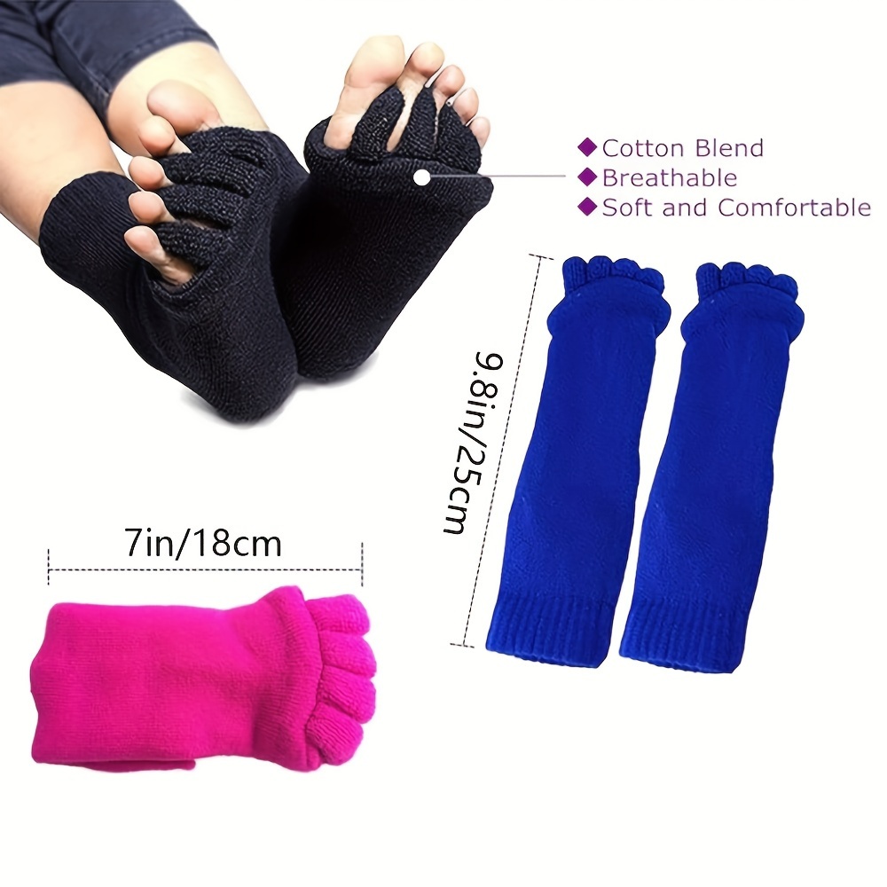 2 Pairs Yoga Gym Sport Massage Toeless Socks Foot Alignment Pain