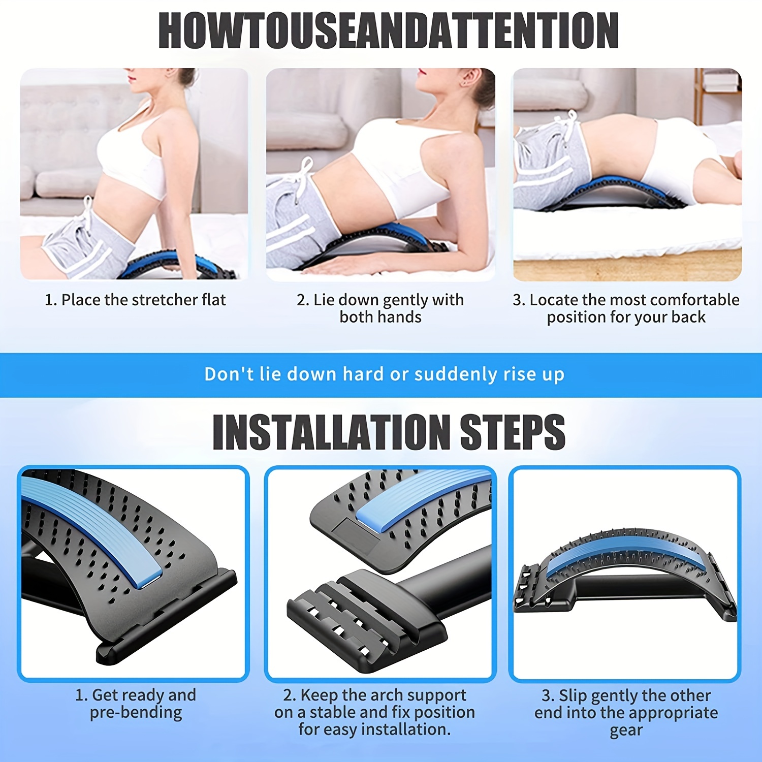 Back Stretcher - Lumbar Back Pain Relief Device, Spine Deck/multi-level Back  Massager Lumbar, Pain Relief For Herniated Disc, Sciatica, Scoliosis, Low