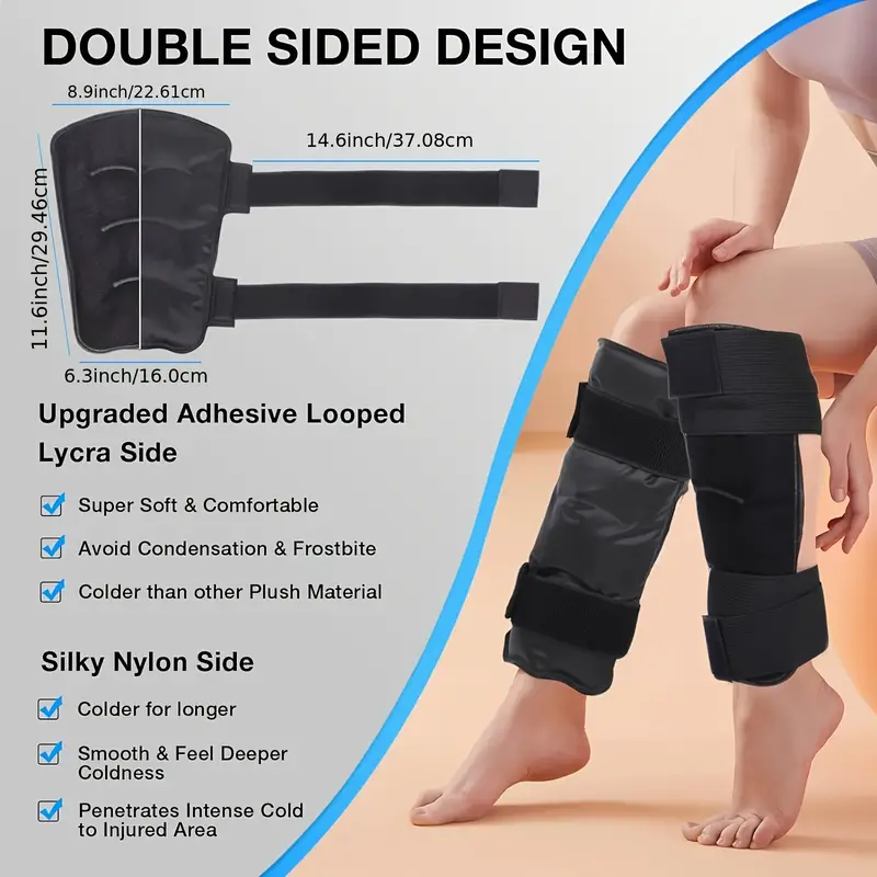 Shin Splint Ice Packs for Injuries Resuable Gel, Calf Ice Pack Wrap Cold  Compression Sleeve for Runner, Shin Splints Leg Pain Relief Support Cold