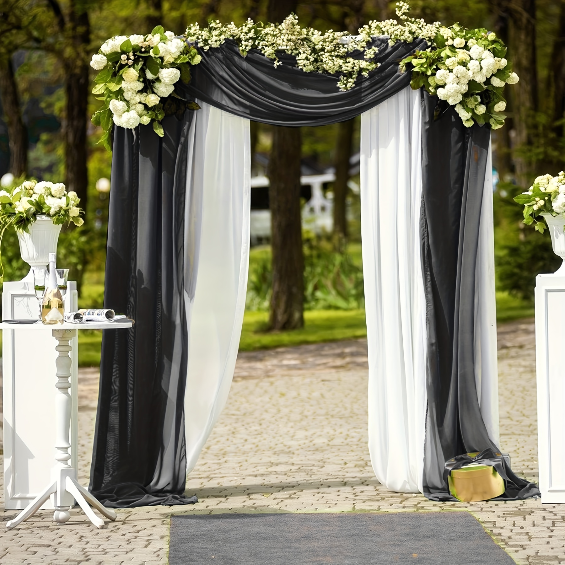 Black Fabric 5 Yards Chiffon Wedding Arch Draping Fabric Rustic