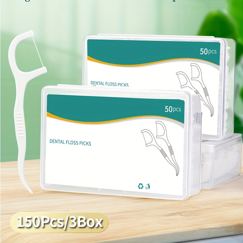 Image of Set Of 150 Dental Floss Sticks For Home Use - Includes Toothpicks And Interdental Brushes - Safe For Cleaning - Oral Hygiene - Oral - Fine Thread For Protection - Products For Interdental Cleaning