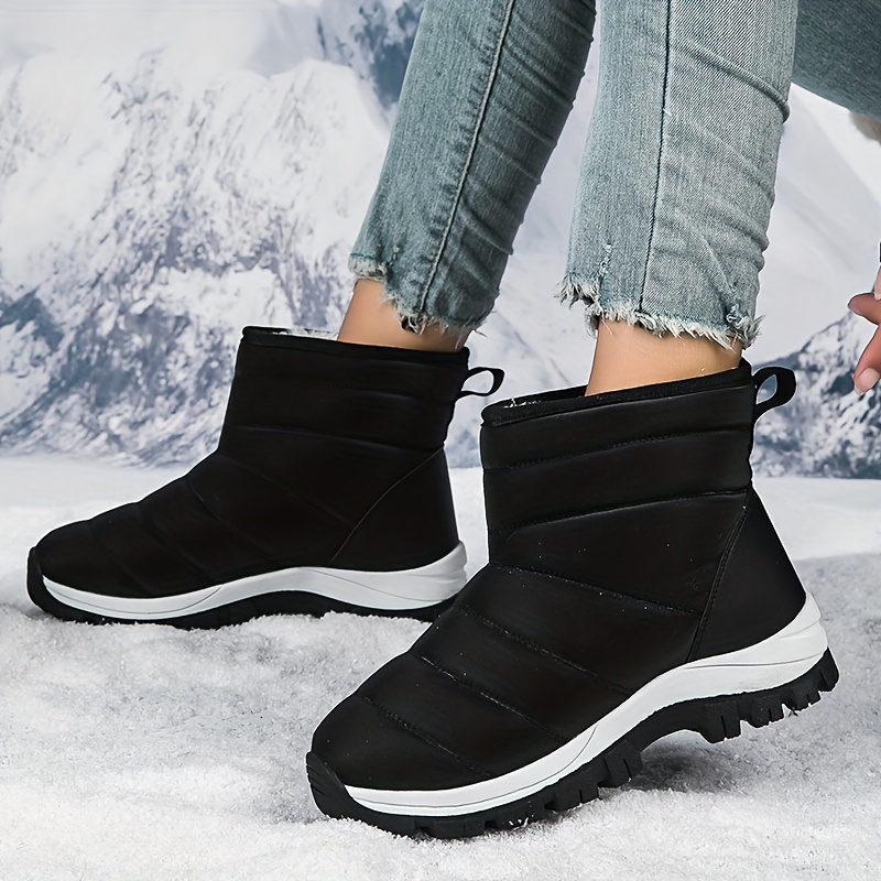 Women's Waterproof Snow Boots, Plush Inner Thermal Ankle Boots, Non Slip  Comfort Flat Shoes - Temu