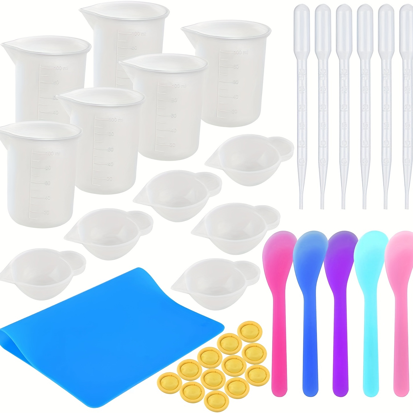 Reusable Silicone Resin Measuring Cups Tool Kit 100ml Measuring
