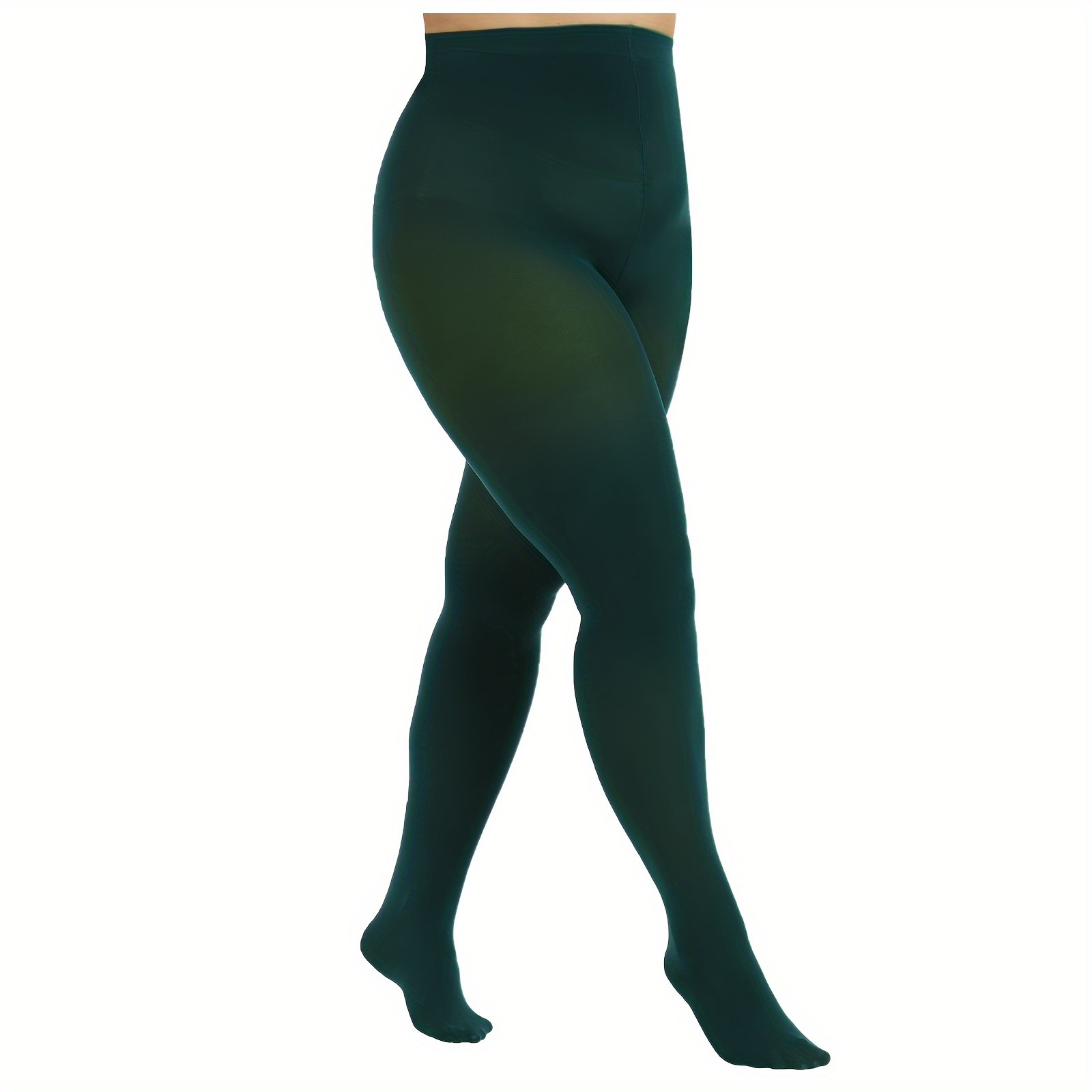 Adult Plus Size Women Opaque Tights Hunter Green