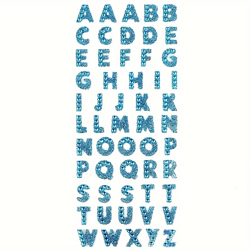  PRATIQUE Glitter Rhinestone Alphabet Letter Stickers, 26  Letters Self-Adhesive Stickers for DIY Art and Craft (Blue)