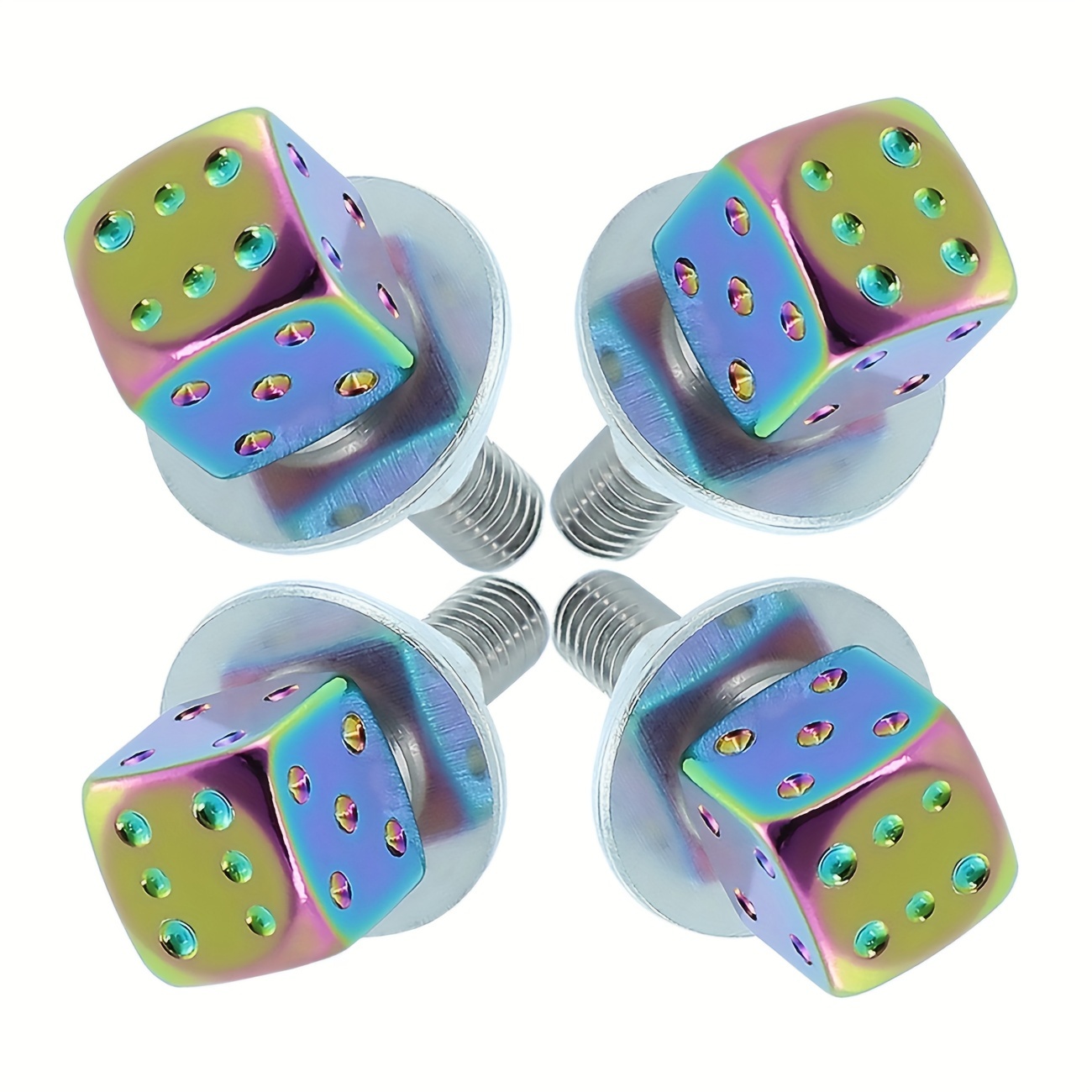 

4pcs Multi-color License Plate Fastener Dice Decorated Screws With Bolt Aluminum Alloy License Plate Decor Universal Fitment