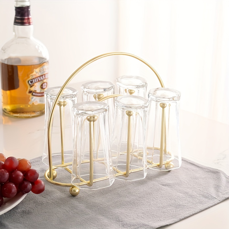 Stylish Metal Bottle Drying Rack With 6 Cup Holders And Handle - Perfect  For Glasses, Coffee Mugs, And More - Easy To Clean And Dishwasher Safe -  Temu