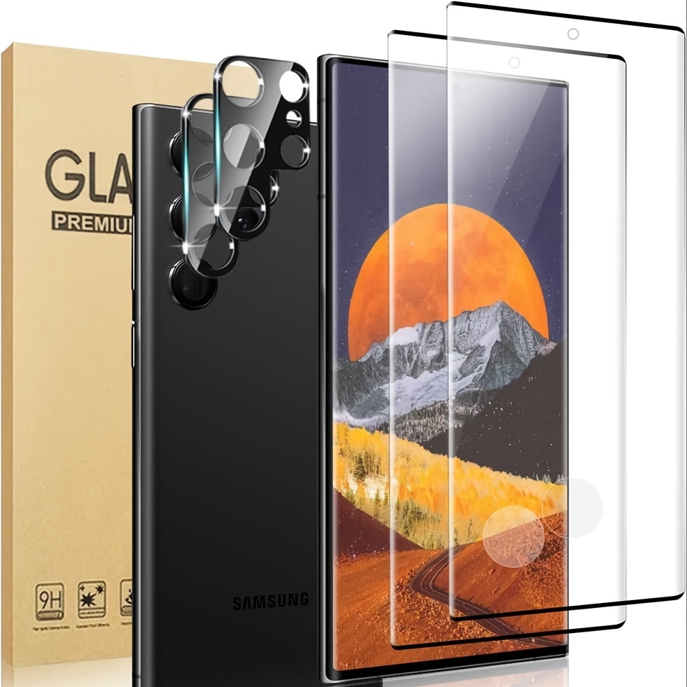 Paquete de 3 protectores de pantalla para Samsung Galaxy S23 Ultra, soporte  de desbloqueo de huellas dactilares, claridad HD, antiarañazos, película