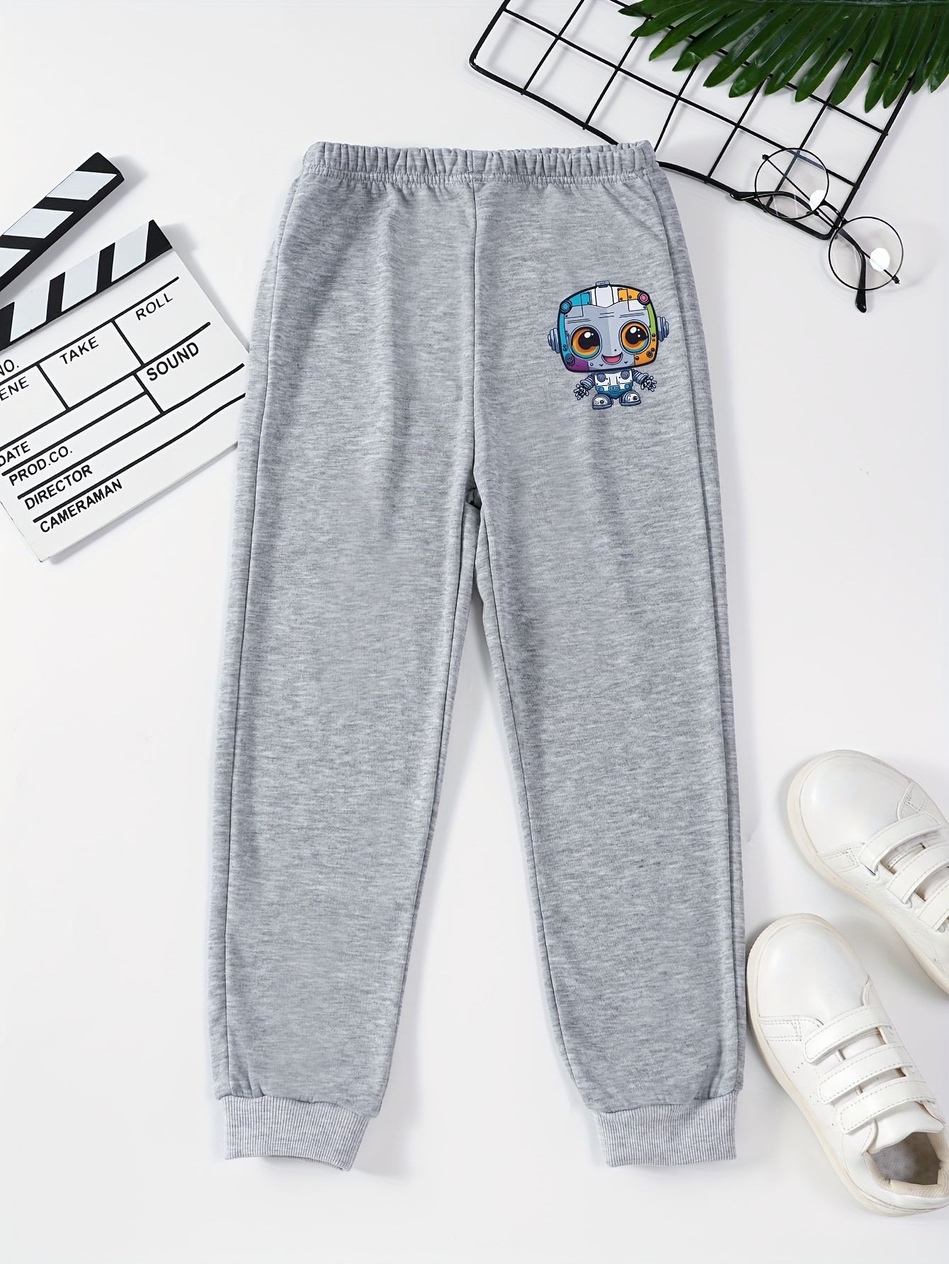 Colorful Cartoon Robot Print Boys Casual Comfortable Active Sweatpants,  Breathable Jogger Sports Pants, Kids Clothes Outdoor For All Seasons