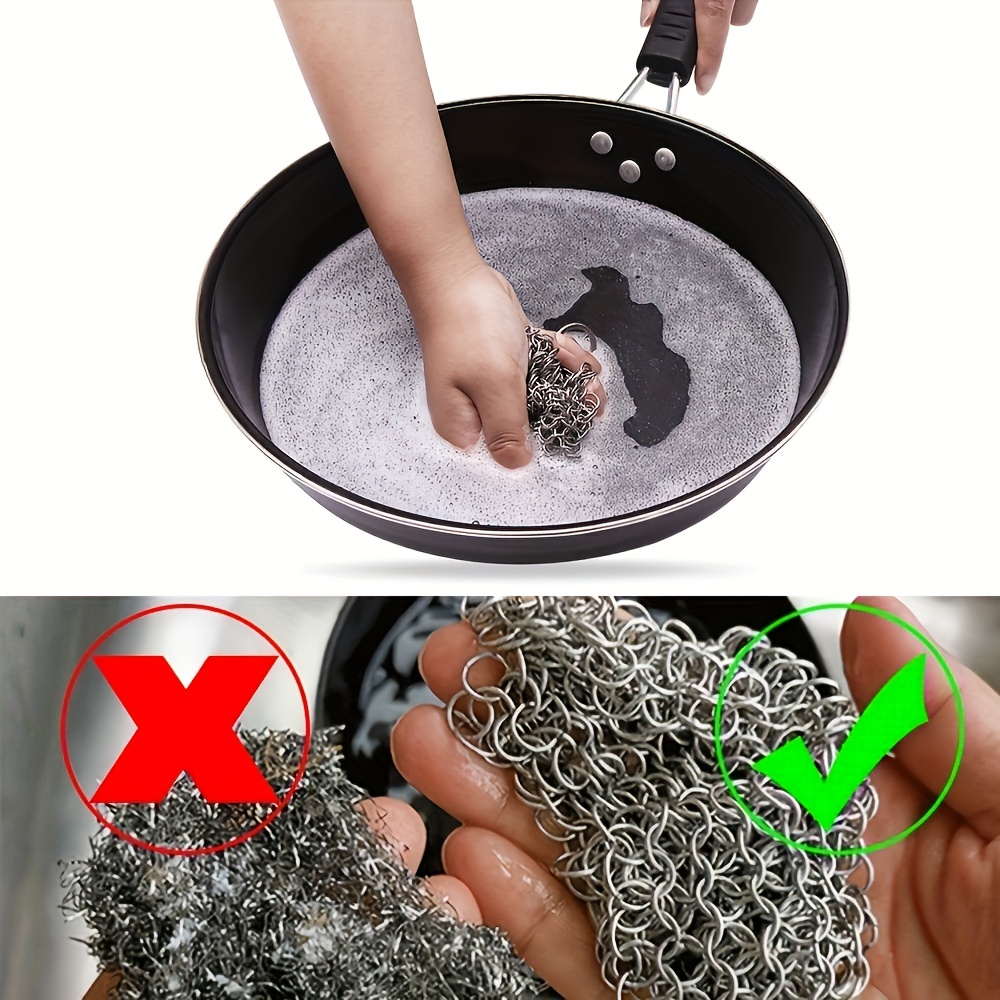 1pc Stainless Steel Chainmail Scrubber, Silver Ultimate Pot Brush For Bowl,  Plate, Pot