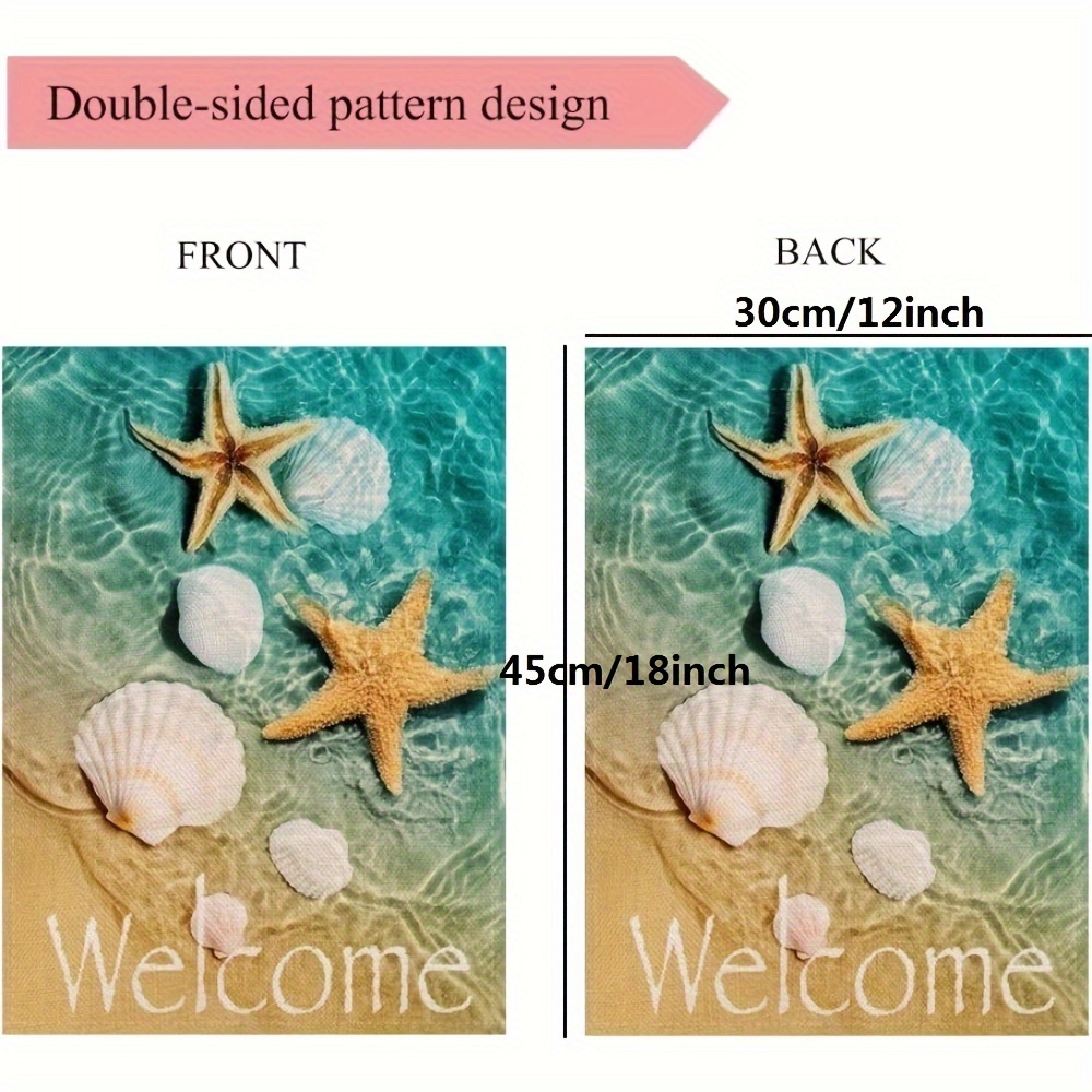 Welcome Beach Garden Flag Starfish Seashell Double Sided - Temu