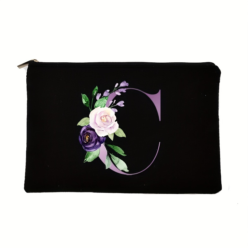 Flower Embroidered Makeup Bag Portable Zipper Toiletry Wash - Temu