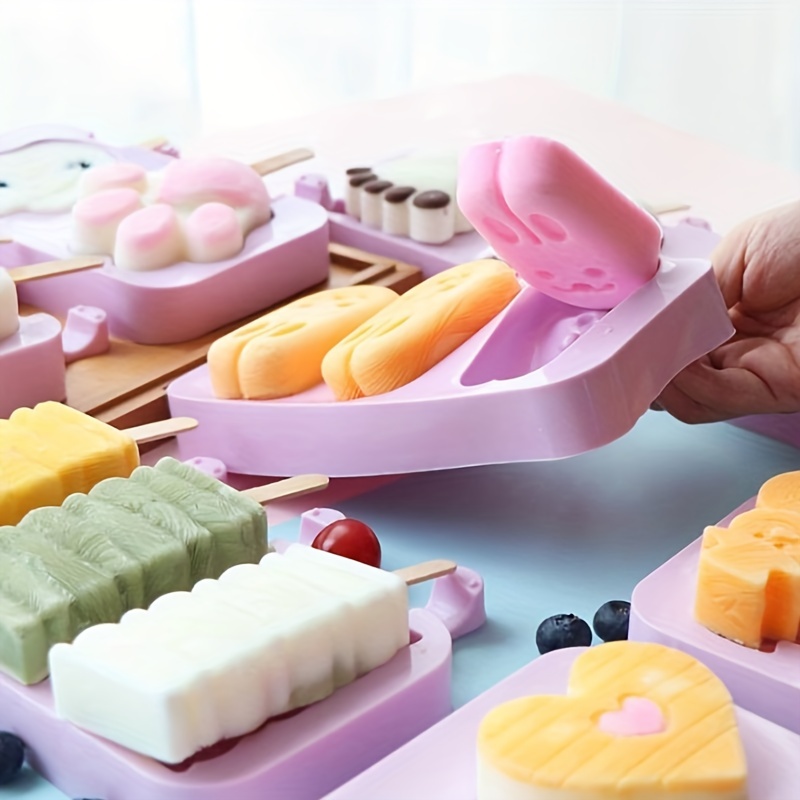 Ice Molds Ice Cream Mold Silicone Children's Cartoon Cute Homemade Popsicle  Molds Popsicle Molds Household Set Ice Lolly Mold DIY Homemade Ice Cream