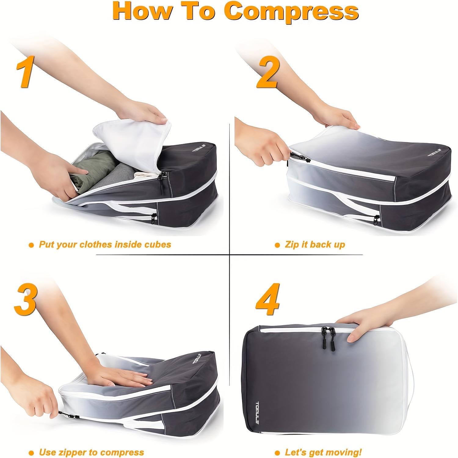 6 Set Compression Packing Cubes Compressed Storage Bags for Carry on  Suitcases Packaging Luggage Bags Organizers for Travel