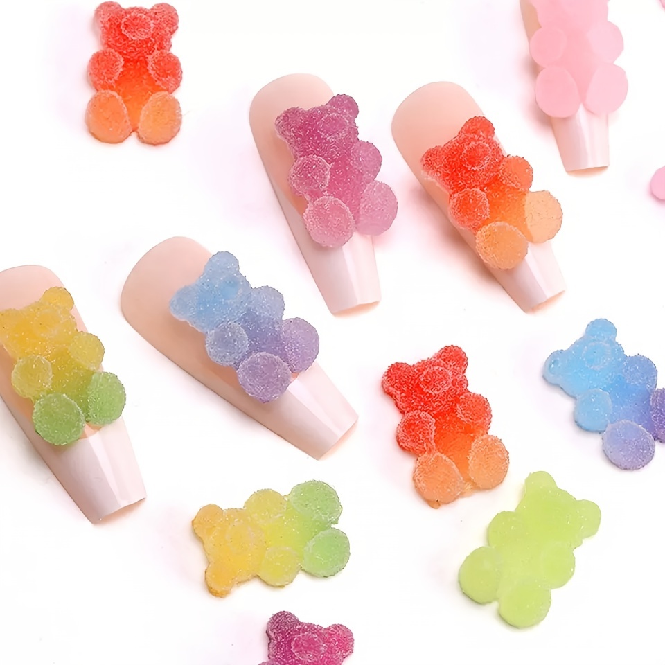 LYroo Kawaii Gummy Bear Charms Resin Flatback 3D Charms for Nail Art  Supplies,Slime