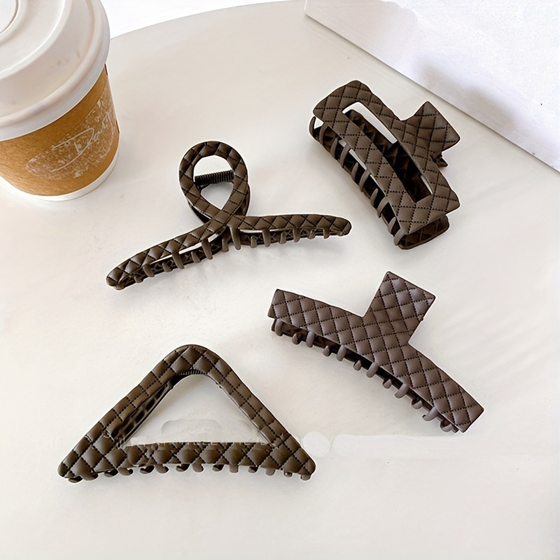 Plaid Imprinted Hair Claw Ponytail Holder Shark Claw