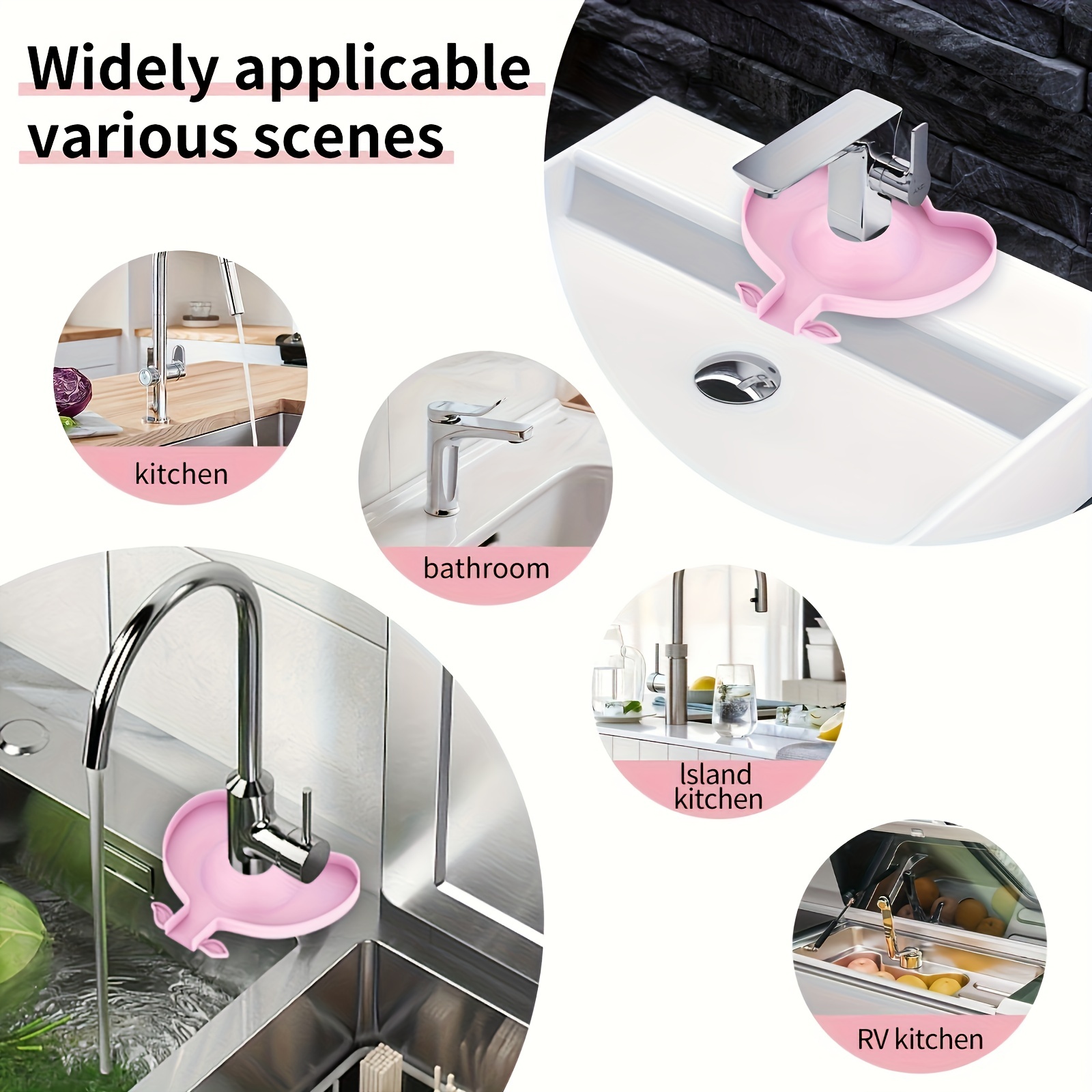 Kitchen Silicone Faucet Mat Flower Sink Splash Pad Drain Pad - Temu