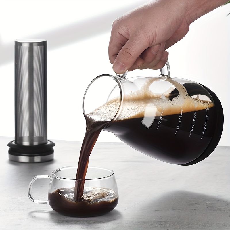 24oz Classic Glass Cold Brew Coffee Pitcher, Manual Pour-over Maker