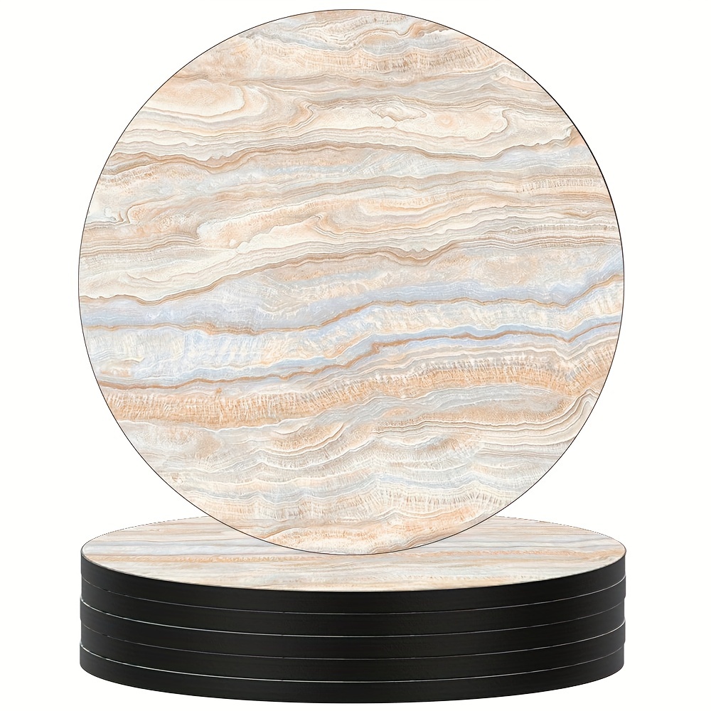 6pcs Colorful Marbling Coasters Non-slip Rubber Drink Coasters