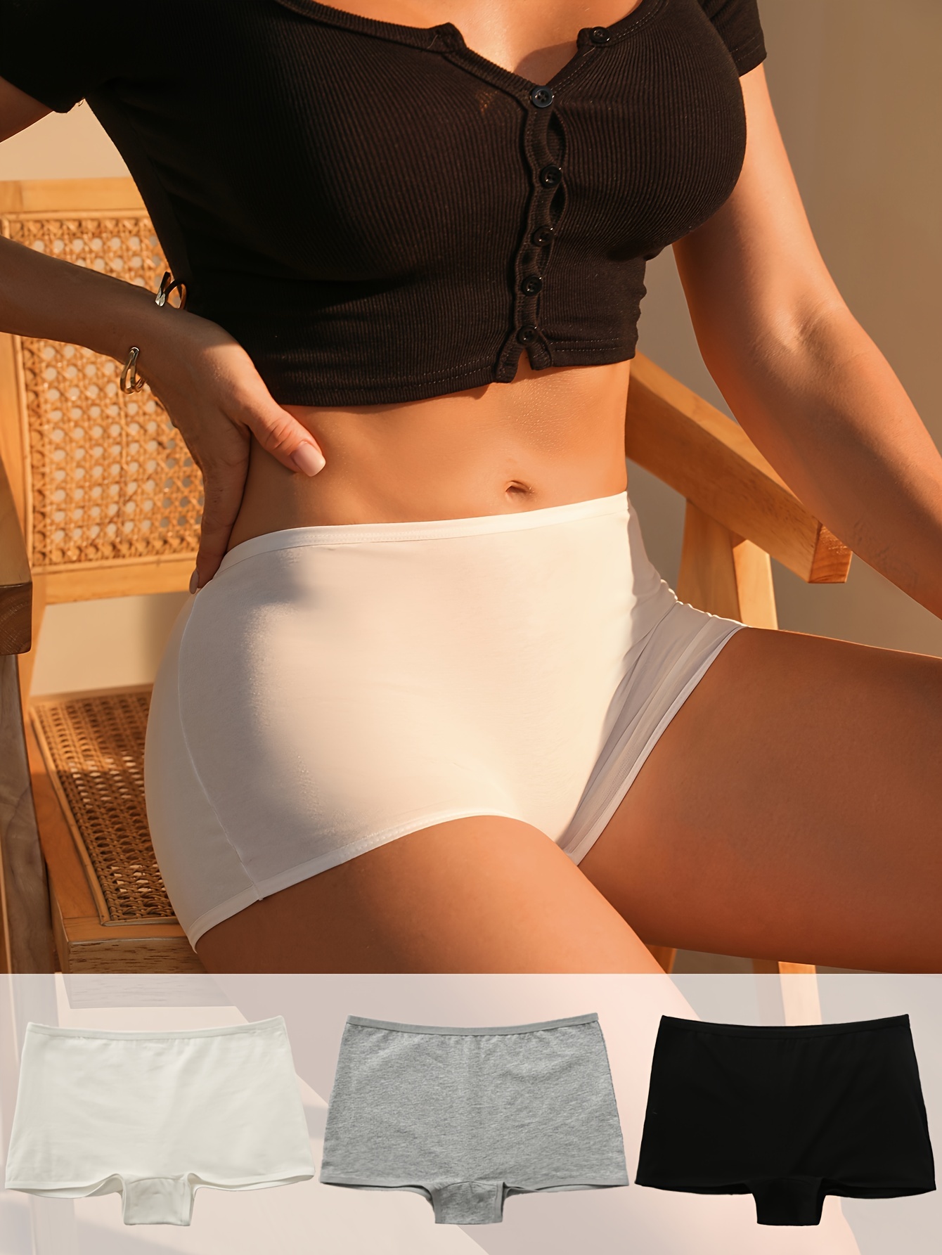 Boyshorts Underwear Women High Waisted Breathable Cotton - Temu
