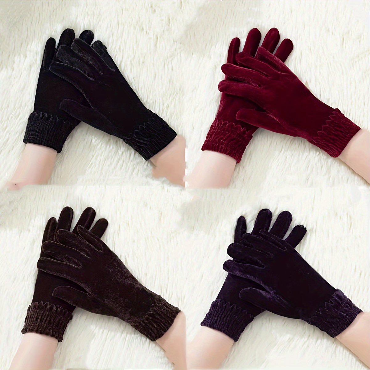 Outdoor Five finger Gloves Women's Casual Woolen Warm Gloves - Temu