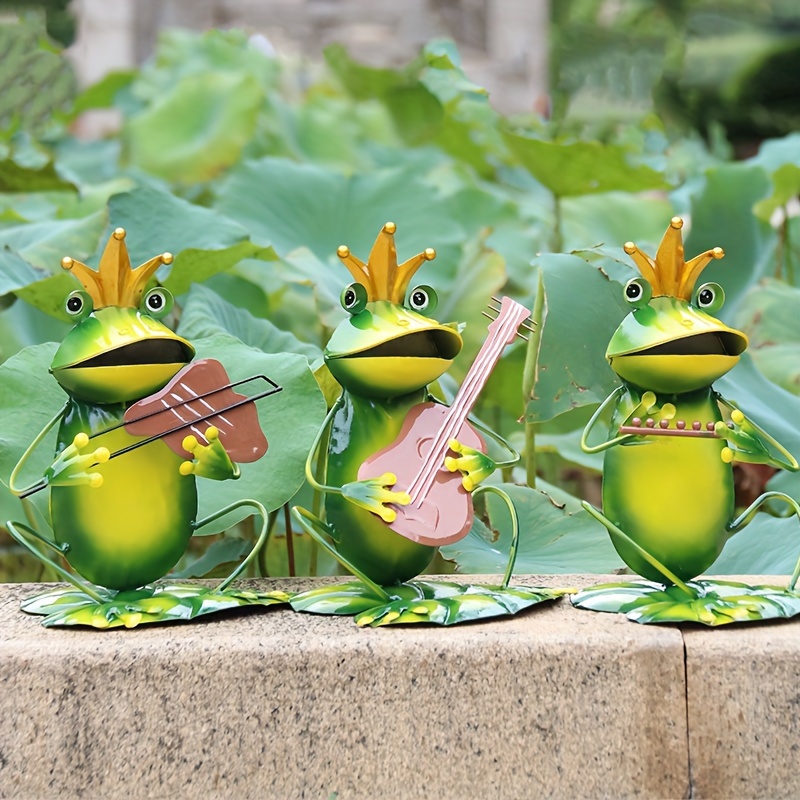 Garden Frog Statue Outdoor Decor Metal Frog Yard Art Sculpture :  : Garden