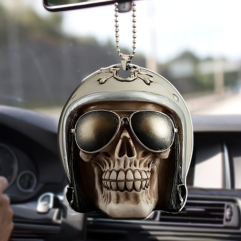 Car Ornament Acrylic Skeleton Figurines Rearview Mirror Hanging