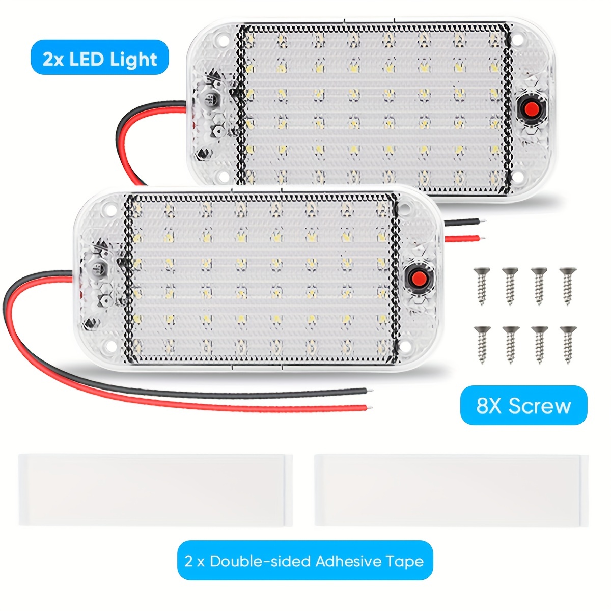 2 Pzas Luz Interior Caravana 12v 85v Super Brillante 48 Leds Temu