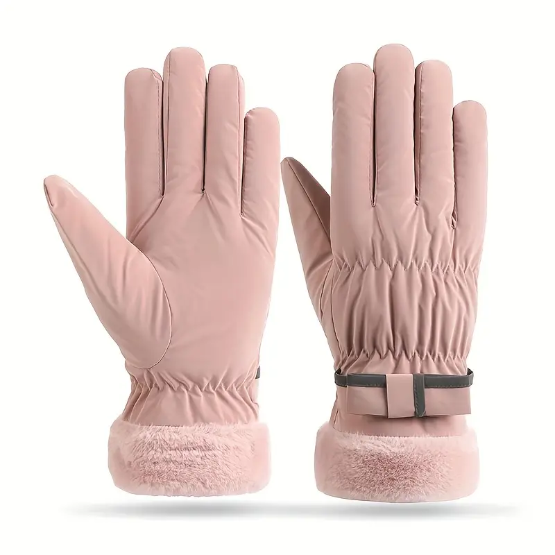 Comprar Guantes impermeables de felpa para mujer, guantes térmicos gruesos  a prueba de viento, guantes de esquí para Snowboard, cálidos para invierno