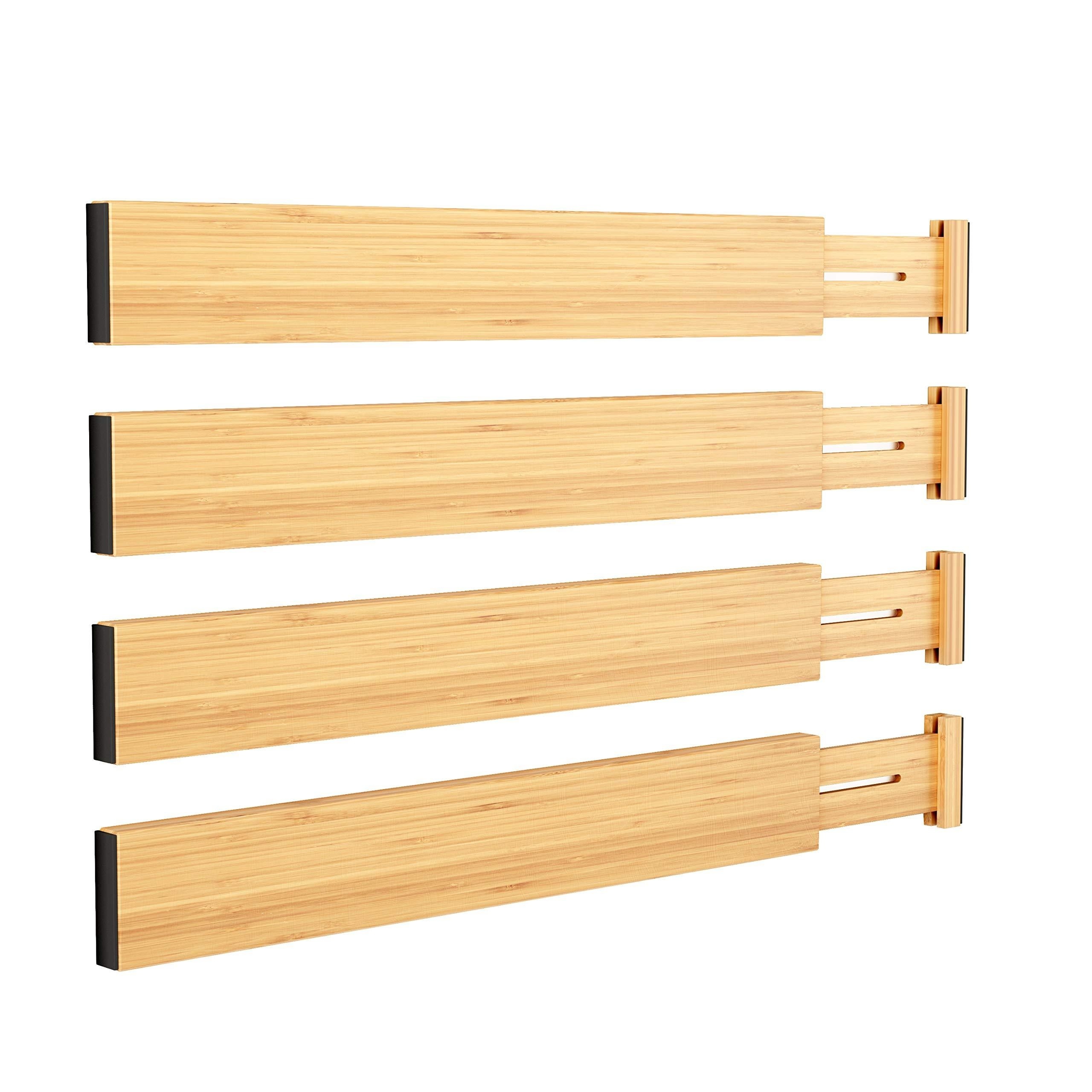 Bamboo Drawer Dividers Organizers Adjustable Expandable Wooden