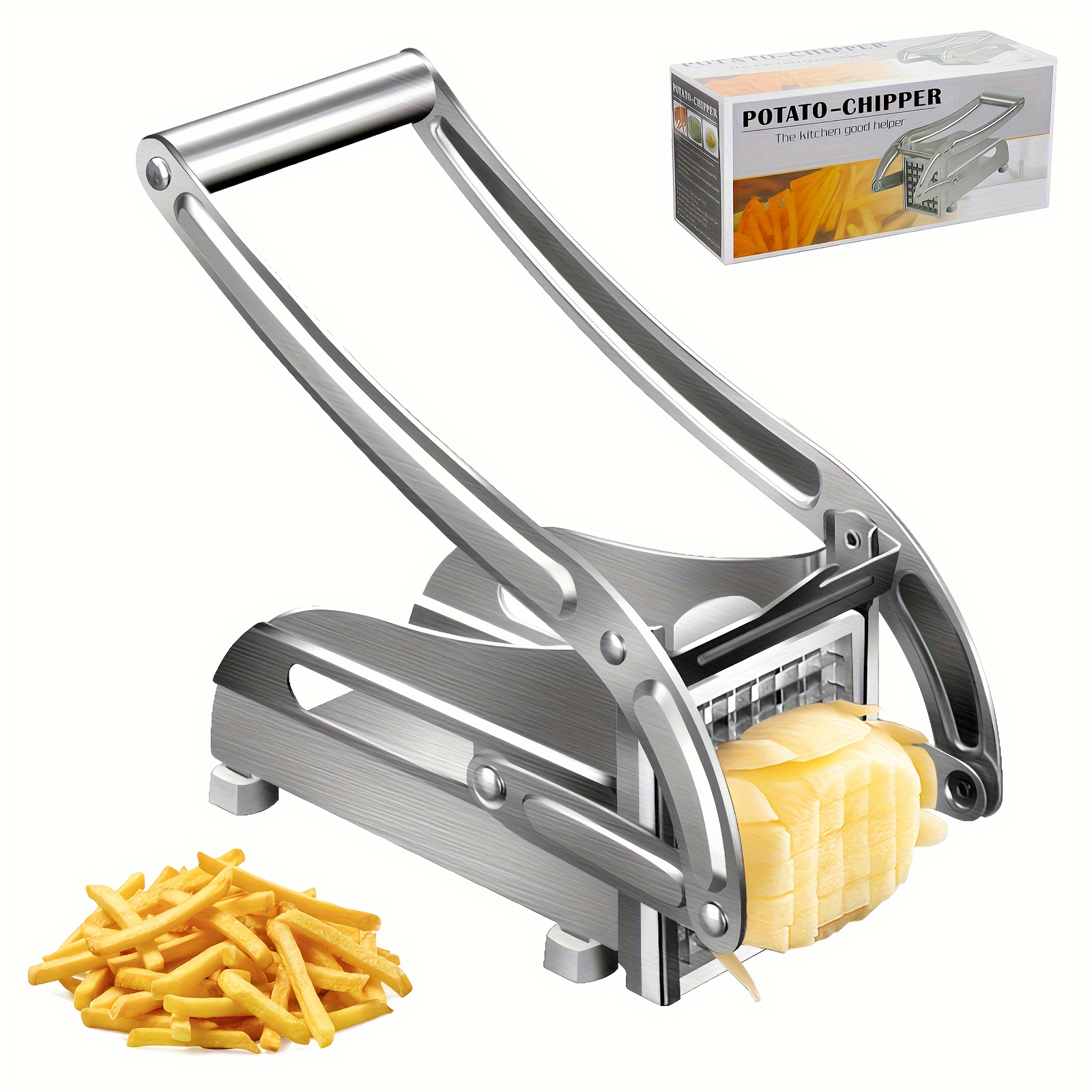 Stainless Steel 2-Blade French Fry Potato Cutter, No-Slip Suction Base,  Perfect for use with Air Fryer 