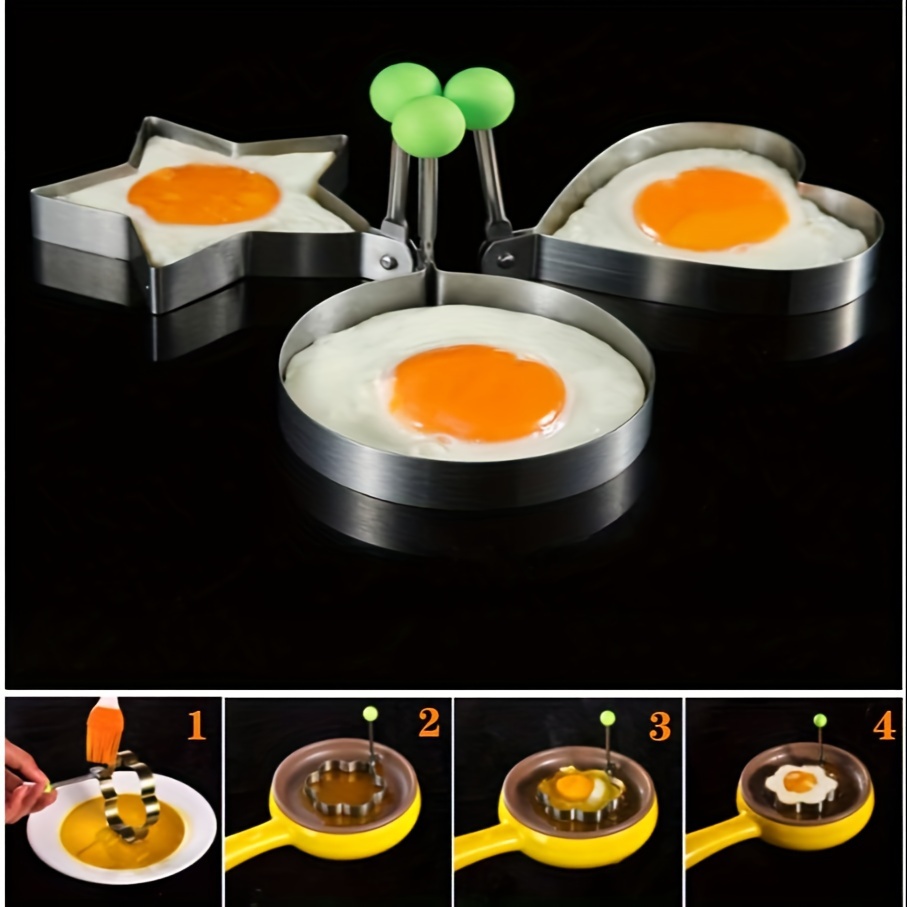 Fried Egg Cooking Rings Pancake Mould Maker Baking Shaper Stainless Steel  Fried Egg Ring Omelette Mold Kitchen Utensils Creative For Breakfast - Temu