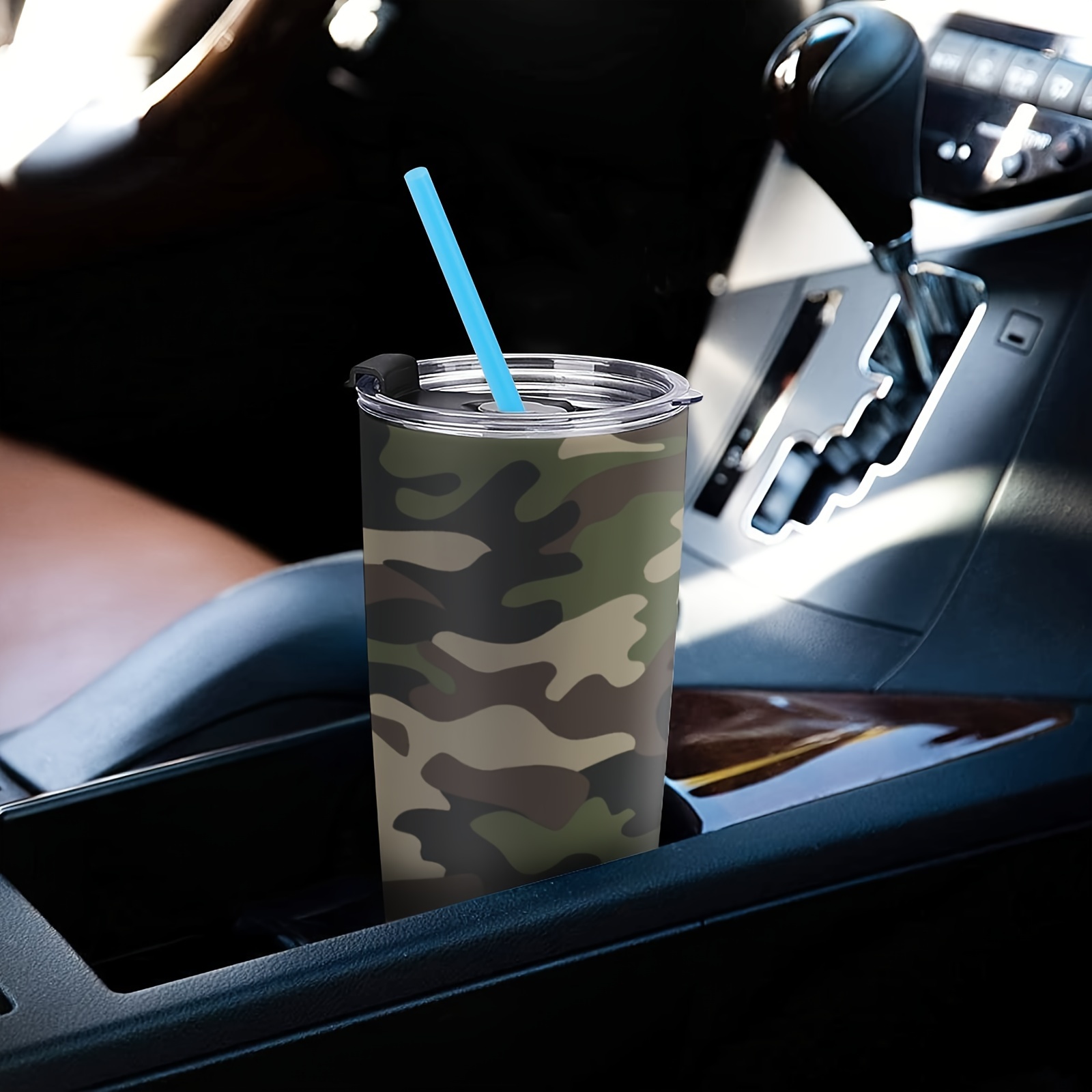 

1pc Camouflage Printing 20oz Tumbler Cups With Lid And Straw, Valentine's Day Gifts For Him, Insulated Travel Coffee Mug With Lid