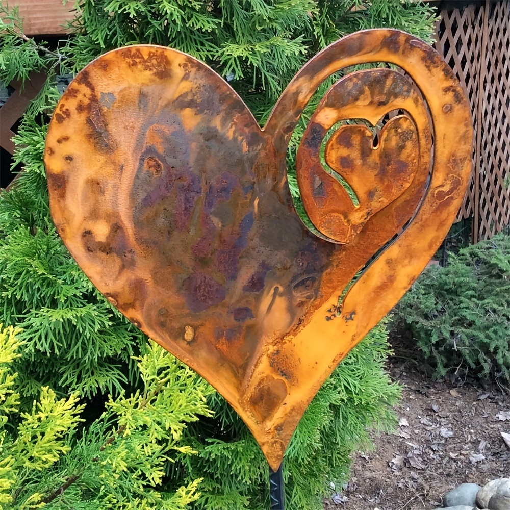 Rusted Heart With Curly Wire A Heart In The Garden Rusted - Temu