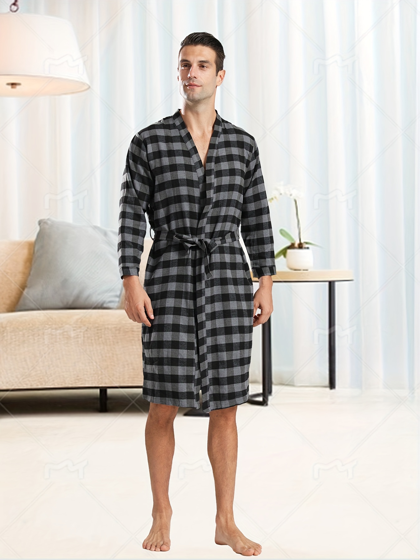 Men's Trendy Pajamas Hooded Warm Robe Cartoon Plaid Graphic - Temu